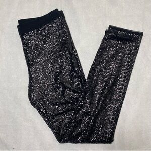 Bisou Bisou Black Pull-On Sequined Leggings